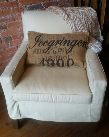 french burlap pillow cover