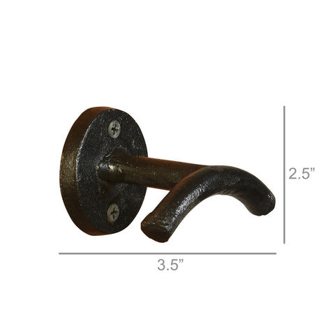 Cast iron hook in durable black finish