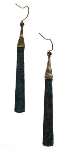 Antique bronze earrings with oxidized bar