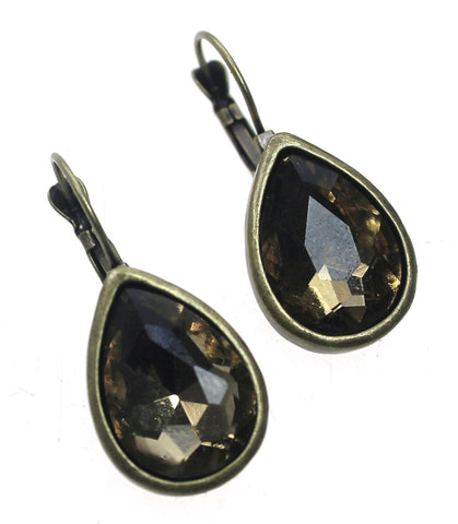 Tear Shaped Bronze Earrings with Topaz