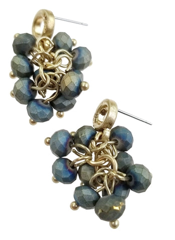 Matte Blue and Green Beaded Earrings