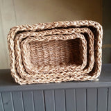 set of three nesting seagrass baskets