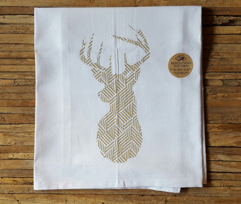 Stage Head Deer Geometric cotton tea towel