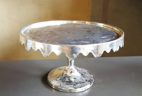 Silver Finished Glass Cake Plate