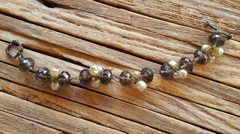 authentic fresh water pearl and silver shade bead bracelet
