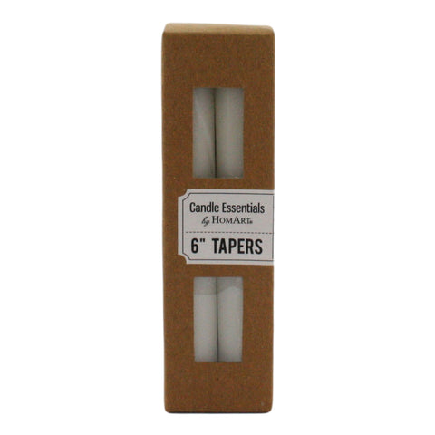 Box of 4 Ivory Taper Candles - 6"