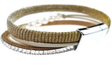 Gold Mesh Bracelet with Freshwater Pearls and Crystals