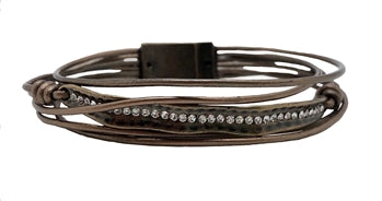 Bronze Leather Curved With Curved Crystal Bar