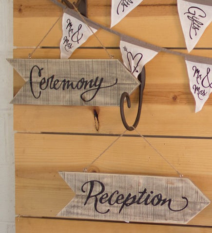 wood and jute wedding signs ceremony receptions