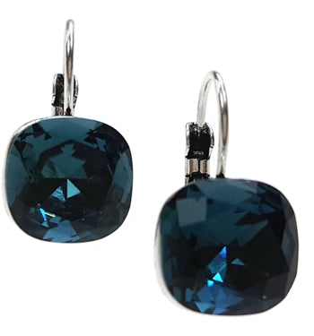 Square Iceland Blue Crystal Earrings