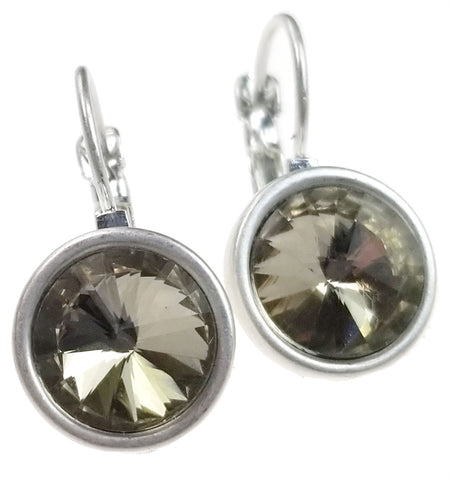 Round Burnished Silver with Topaz Earrings