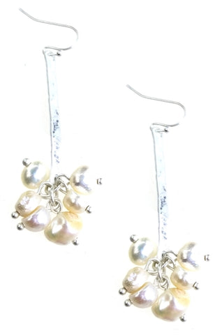 Burnished Silver Earrings with Freshwater Pearls