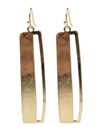 Rectangular Gold Earrings with Open Slit