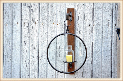 Glass ring wall mounted candle holder