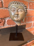 Iron Sculpture of Buddha on Stand