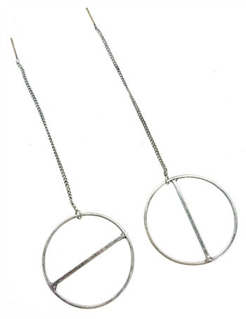 Long Silver Hoops with Chain