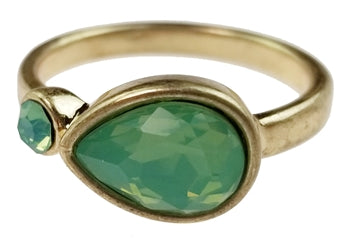 Burnished Gold Ring with Tear Shaped Pacific Opal 