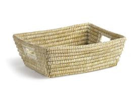 White Rectangular Basket with Handles