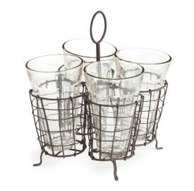 Wire Caddy With 4 Glasses