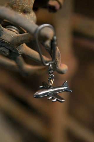 antique brass aeroplane key chain