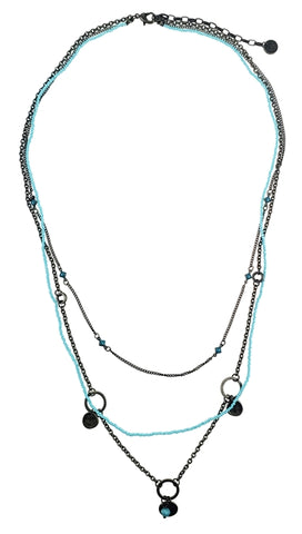 Antique Bronze Necklace with Turquoise Beads