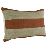 Orange and White Striped lumbar pillow wool jute 