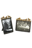 Pewter Picture Frame with Gold Birds