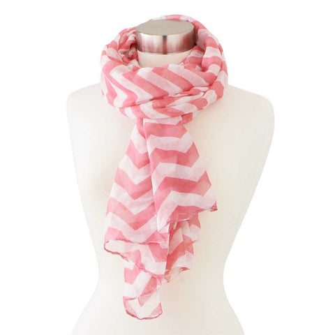 pink and white chevron scarf