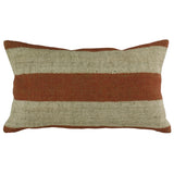 orange and white striped lumbar pillow, jute and wool
