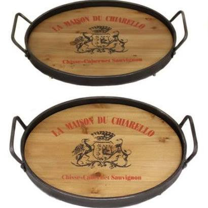 Wood and Metal Wine Lovers Tray